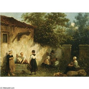 Washerwomen In A Yard