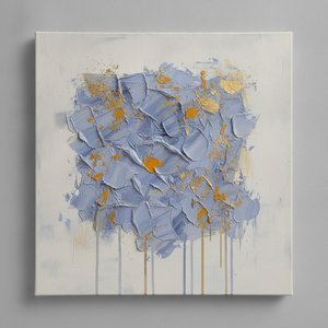 Gold Leaf And Periwinkle Impasto In Heavy Relief — David Moreau, Contemporary Abstraction