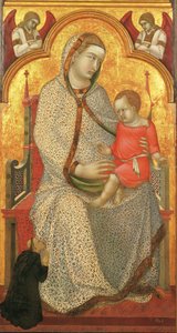 Virgin And Child Enthroned And Donor, Angels — Pietro Lorenzetti