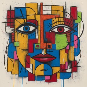 Âme Fragmentée Dans Le Chaos Primaire : Un Portrait Géométrique Monumental De Tension Éternelle — Christian Noiret, Abstraction Contemporaine