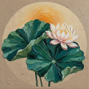 Ethereal Radiance: A Sculptural Study Of The Gilded Lotus And Verdant Flora — Laurent Fontaine, Organic Modern Art (nature + Minimal Fusion)