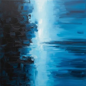 Monolithic Shadows And The Luminous Horizon Of A Silent Midnight Sea — Christian Noiret, Contemporary Abstract Painting