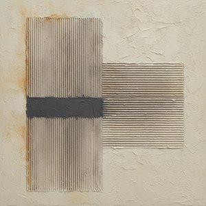 Charcoal Striations Upon Weathered Taupe And Cream Relief — David Moreau, Plaster & Texture Art
