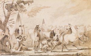 Picketing The Horses--at Evening — アルフレッド・ジェイコブ・ミラー, Realism