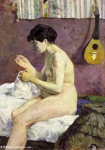 Study Of A Nude (suzanne Sewing), Ny Glyptotek — Gauguin, Post-impressionism