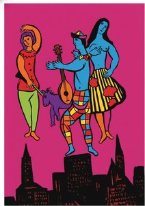 Magenta Nocturne: A Surreal Symphony Of Floating Figures Above The Urban Skyline — Caroline Pelletier, Aggressive Confrontational Pop