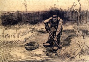 Peasant Lifting Potatoes — Vincent Willem Van Gogh, Contemporary Realism