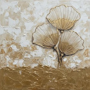 Gilded Botanical Relief: A Monumental Study In Sculptural Gold And Organic Form — David Moreau, Plaster & Texture Art