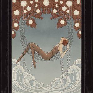 Reclining Figure Within A Gilded Web Of Autumnal Leaves And Waves — Valentin Laurent De Courcey, Art Deco