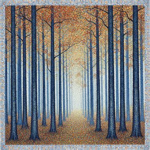 Luminous Convergence In Ochre And Indigo — Élise Schmitt, Neo-impressionism