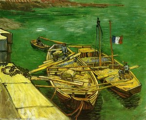 Quay With Men Unloading Sand Barges — 文森特·梵高, Post-impressionism