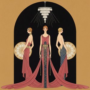 Gilded Figures Within A Midnight Arch — Valentin Laurent De Courcey, Art Deco