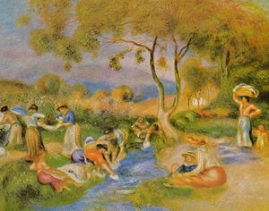 Laundresses At Cagnes — Pierre-auguste Renoir, Impressionism