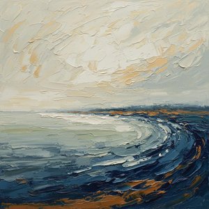 Ethereal Swell Of Ochre And Navy In A Meditative Impasto Study — Christian Noiret, Contemporary Abstract