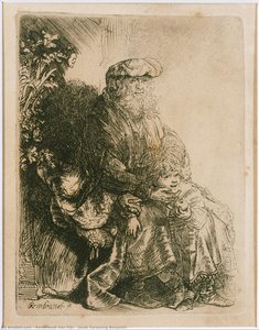 Jacob Caressing Benjamin — Rembrandt, Baroque