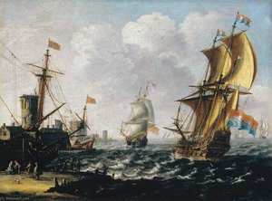 Dutch Levanters In A Rough Sea — Lorenzo A Castro
