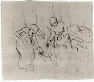 Sketch Of Women In A Field — Vincent Willem Van Gogh, Impressionistic Study