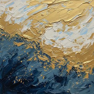 Celestial Fracture: A Monumental Study In Midnight Navy And Gilded Impasto Texture — Laurent Fabre, Neo-abstract Art (modern Abstract Compositions)