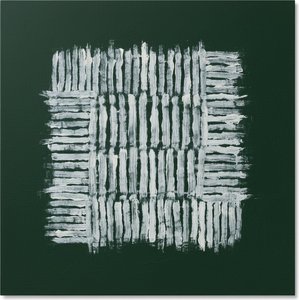 Monolithic Echoes In Cream And Forest Green: A Singular Abstract Masterpiece — Laurent Vionnet, Minimalist Art