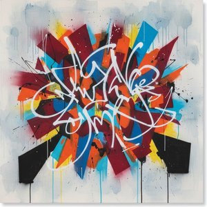 Fragmented Primaries: A Singular Symphony Of Kinetic Calligraphy And Geometric Chaos — Laurent Fabre, Neo-abstract Art (modern Abstract Compositions)