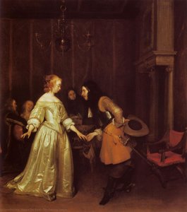 The Dancing Couple — Gerard Ter Borch, Baroque Dutch Painting