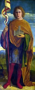 A Saint with a Fortress and a Banner