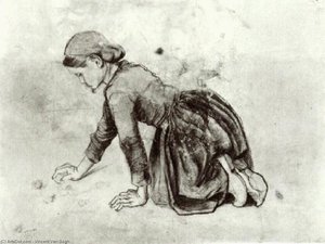 Girl Kneeling — Vincent Van Gog, Post-impressionism