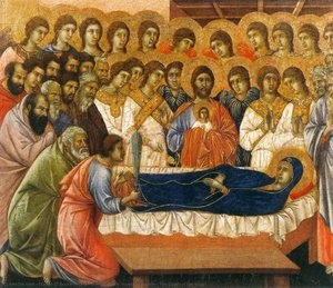 Maestó (front, Crowning Panels), The Death Of The Virgin — 杜乔, Gothic Art