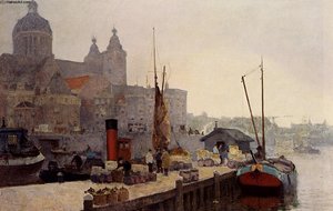 A View Of Amsterdam With The St. Nicolaas Church — Cornelis Vreedenburgh