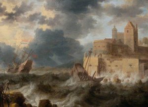 A Vessel Wrecked Beneath A Fort In A Storm — Bonaventura I Peeters