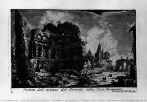 The Roman antiquities, t. 1, Plate XXXVI. Veduta with ruins of the Peristyle House of Nero.