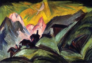 Stafelalp Bei Mondschein — Ernst Ludwig Kirchner, German Expressionism