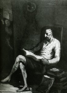 Don Quichotte Lisant, Huile Sur Panneau Gift Quichotte Reading, Oil On Panel — Honoré Daumier