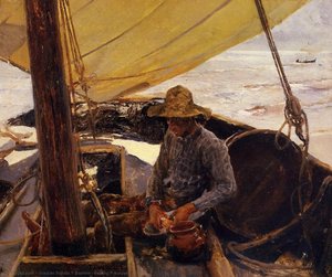 Peeling Potatoes — Жоан Сорола, Impressionist Landscape Painting