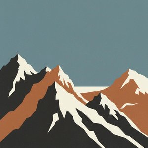 Eternal Strata: The Monumental Stillness Of Angular Peaks And Muted Horizons — Laurent Sorel, Ukiyo-e Inspired Art