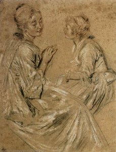 Two Seated Women — Jean-antoine Watteau, Rococo Style