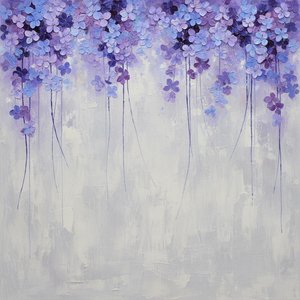 A Meditative Descent Of Indigo Petals Through Luminous Lavender Veils