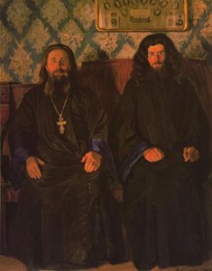 Priest And Deacon — Kustodiev Boris, Russian Realism