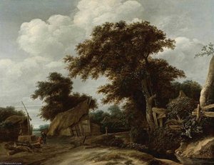 Landscape With Farmyard And A Figure By A Well — Cornelius Decker
