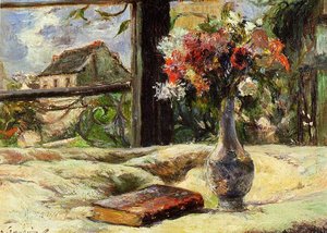 Vase Of Flowers And Window — Eugène Henri Paul Gauguin