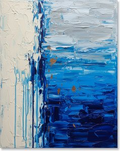 Fragmented Horizons: A Monolithic Study Of Cerulean Tides And Gilded Ether — Christian Noiret, Contemporary Abstract