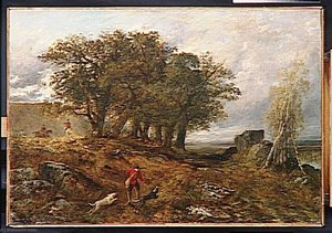 Foret De Fontainebleau.les Chasseurs — Paul Huet, Romantic Landscape