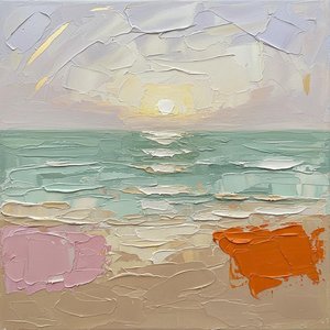 Ethereal Horizon: A Sculptural Study Of Lavender Tides And Burnt Orange Radiance — Christian Noiret, Contemporary Abstraction