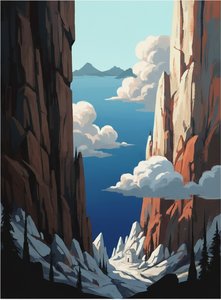 Monolithic Gateway To The Cerulean Horizon: A Singular Monumental Vision In Earth And Sky — Laurent Fabre, Neo-abstract Art