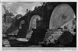 The Roman Antiquities, T. 4, Plate Xiii. Cross-section And Construction Details Of Bridge St. Angel Etc — Giovanni Battista Piranesi, Neo Classicism