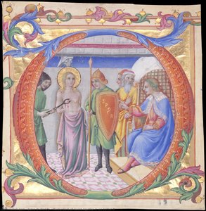 Martyrdom Of Saint Agatha In An Initial D — Sano Di Pietro, Sienese Gothic