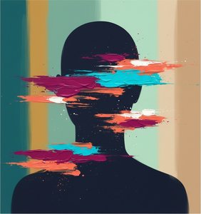 Fragmented Essence: A Singular Study Of Shadow And Kinetic Impasto Motion