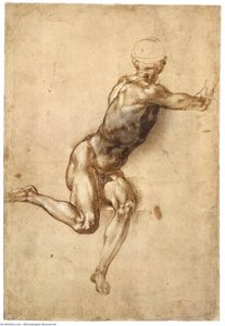 Sidende Mandnøgne (revers) — Michelangelo Buonarroti, High Renaissance