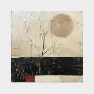 A Monumental Study Of Charcoal Shadows And Muted Celestial Stillness — David Moreau, Plaster & Texture Art