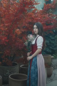 Crimson Stillness In The Orchard Of Memory — Jacques Villedieu, Contemporary Figurative Magical Realism